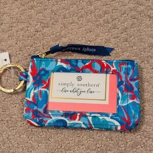 Simply Southern Blue and Red Floral Card Holder NWT